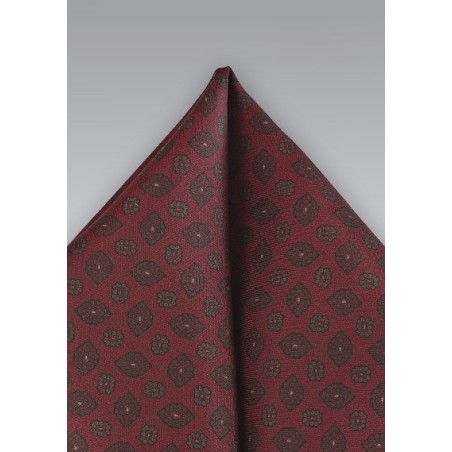 Regal Patterned Pocket Square in Burgundy