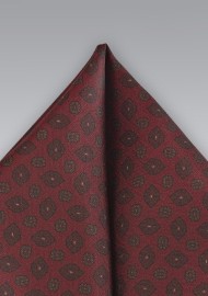 Regal Patterned Pocket Square in Burgundy