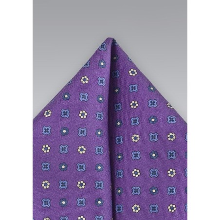 Graphic Floral Pocket Square in Proper Purple