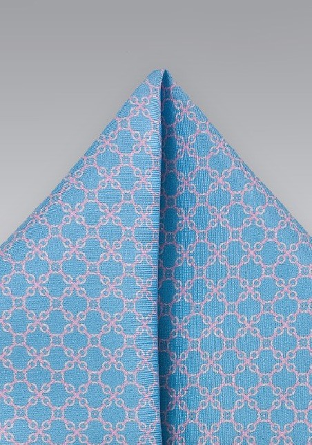 Art Deco Pocket Square in Capri and Pink