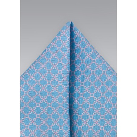 Art Deco Pocket Square in Capri and Pink
