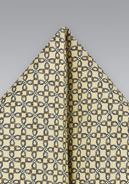 Geometric Yellow and Blue Pocket Square