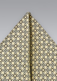 Geometric Yellow and Blue Pocket Square