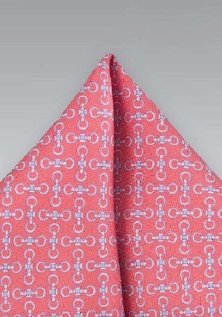 Graphic Pocket Square in Corals and Pinks
