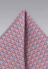 Coral and Blue Linked Pocket Square