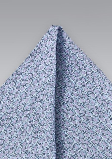 Lilac and Aqua Link Patterned Pocket Square