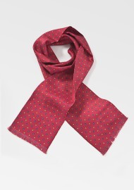 Red Floral Patterned Silk Scarf