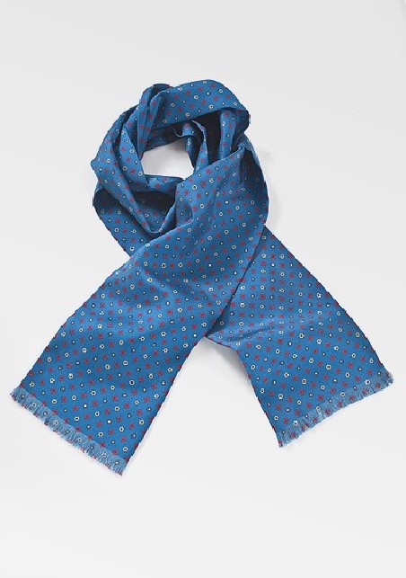 Geometric Floral Scarf in Marine Blue