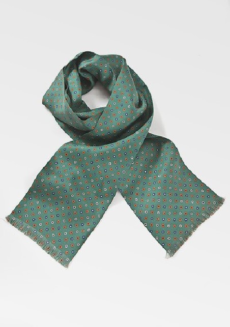 Floral Patterned Scarf in Vintage Green