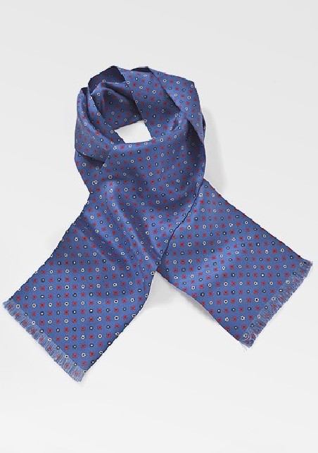 Luxe Floral Patterned Scarf in Horizon Blue