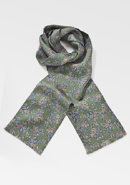 Dark Olive Green Paisley Scarf