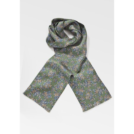 Dark Olive Green Paisley Scarf