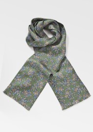 Dark Olive Green Paisley Scarf