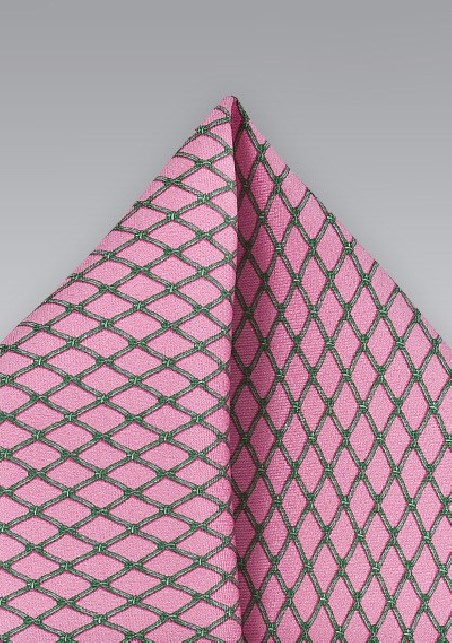 Graphic Pink and Green Pocket Square