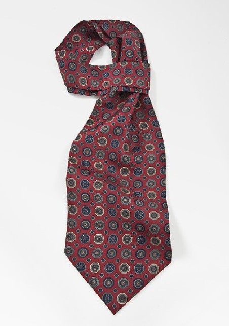 Burgundy Emblem Patterned Ascot