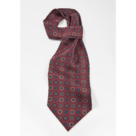 Burgundy Emblem Patterned Ascot
