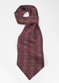Burgundy Emblem Patterned Ascot