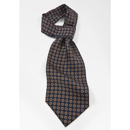 Emblem Patterned Ascot in Navy Blue