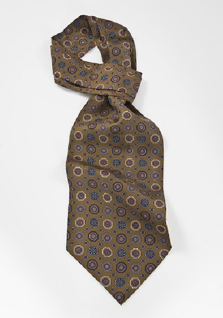 Emblem Patterned Ascot in Hazelnut