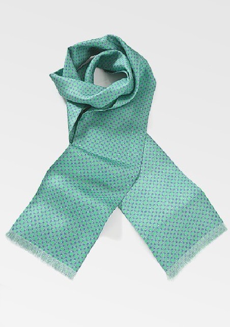 Graphic Silk Scarf in Greens and Lilacs
