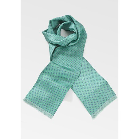 Graphic Silk Scarf in Greens and Lilacs