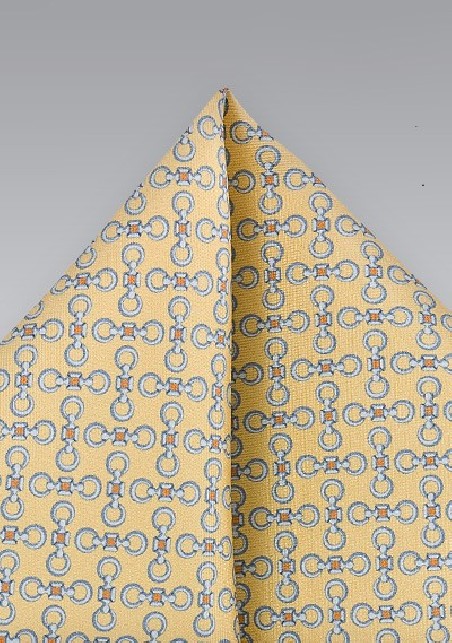 Art Deco Pocket Square in Sorbet Yellows