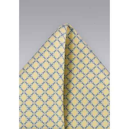 Designer Pocket Square in Soft Yellows and Blues