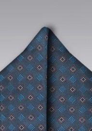 Modern Patterned Indigo Pocket Square