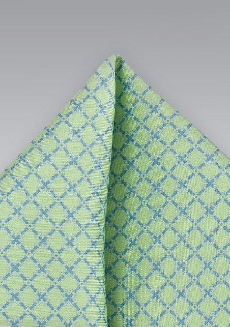 Patterned Pocket Square in Spring Greens
