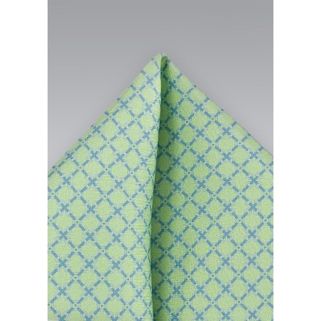 Patterned Pocket Square in Spring Greens