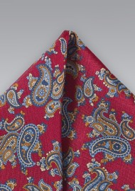 Paisley Pocket Square in Red