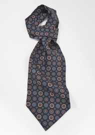 Designer Emblem Patterned Ascot in Navy