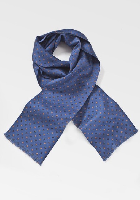 Royal Blue Floral Silk Scarf