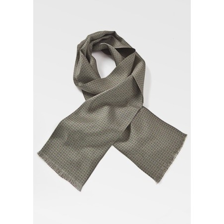 Mens Silk Scarf in Olive Green