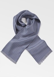 Patterned Steel Blue Silk Scarf