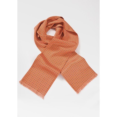 Tangerine Orange and Blue Patterned Scarf
