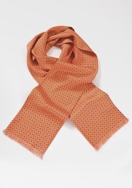 Tangerine Orange and Blue Patterned Scarf