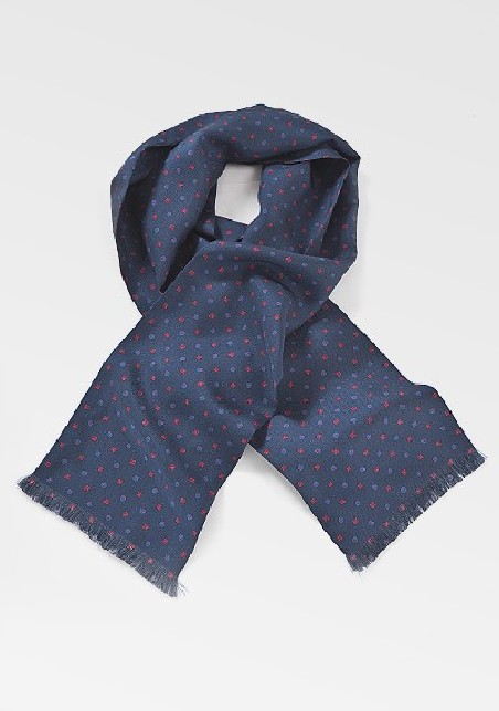 Geometric Floral Scarf in Navy Blue