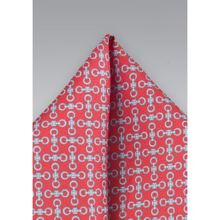Dark Coral and Light Blue Pocket Square