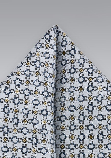 Modern Spiraled Pocket Square in Platinum