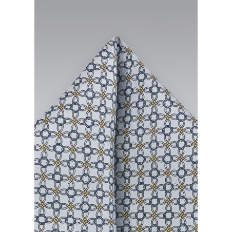 Modern Spiraled Pocket Square in Platinum