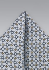 Modern Spiraled Pocket Square in Platinum
