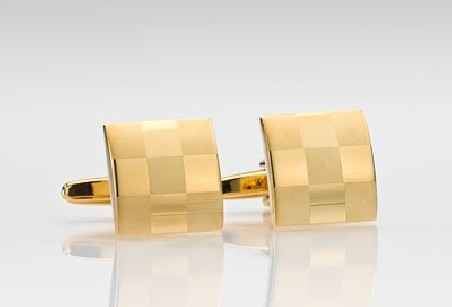 Square Shape Check Pattern Cufflinks in Gold