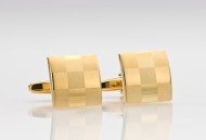 Square Shape Check Pattern Cufflinks in Gold