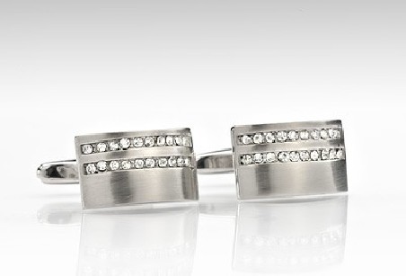 Silver Cufflinks with Faux Diamonds