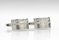 Silver Cufflinks with Faux Diamonds
