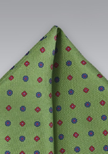 Geometric Pocket Square in Muted Moss