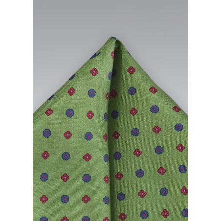Geometric Pocket Square in Muted Moss