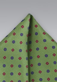 Geometric Pocket Square in Muted Moss