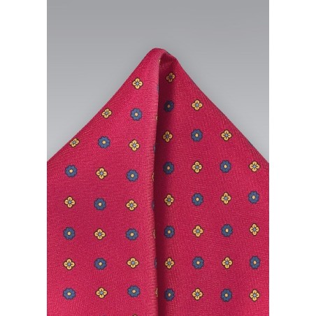 Crimson Red Floral Pocket Square